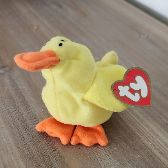 🦆 Ty Beanie Baby “Quackers” & Teenie Beanie “Quacks” Duck Set – 1993 Vintage - Picture 12 of 16